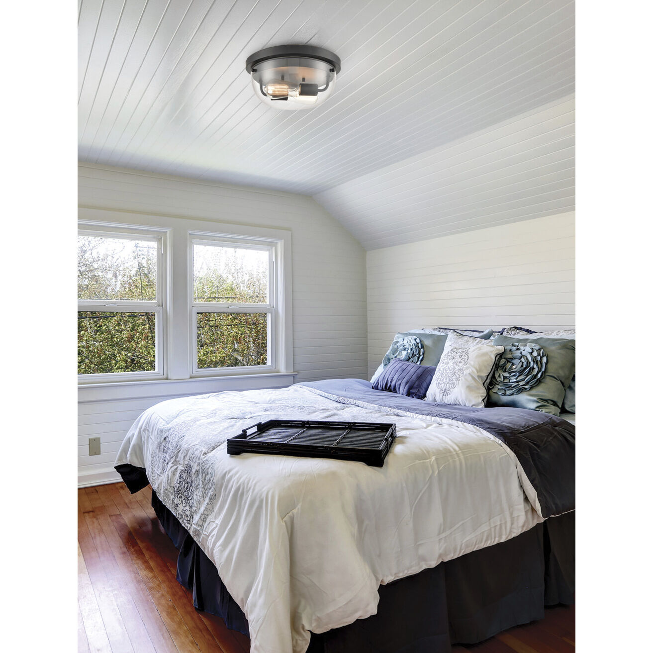 Ashford 2 Light 13 inch Matte Black Flush Mount Ceiling Light